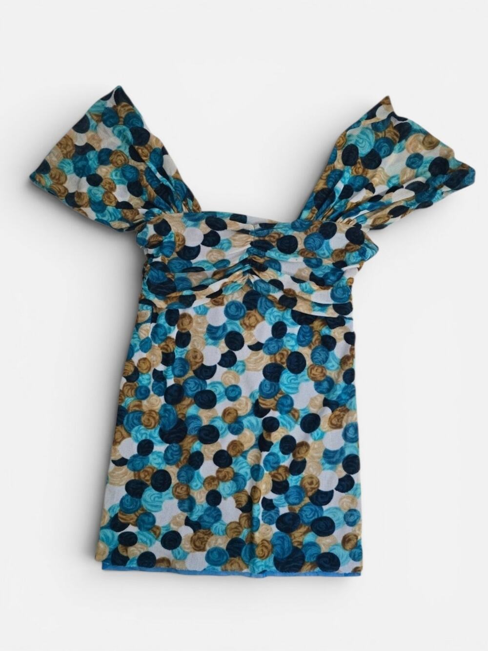 Fuzzi Jean Paul Gaultier Blue Polka Dot Boho Designer Blouse M